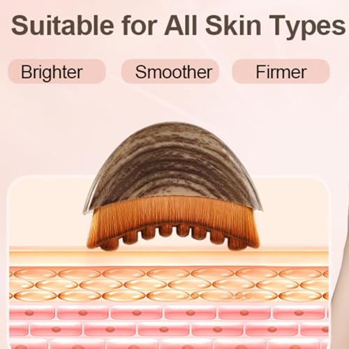 Image of Viral olb auraderm lymphatic contour guasha brush for snatched face, chin, neck | face sculpting tool for de-puffing, jawline definition & skin firming | wooden lumera brush for massage & skincare use (New Brown)