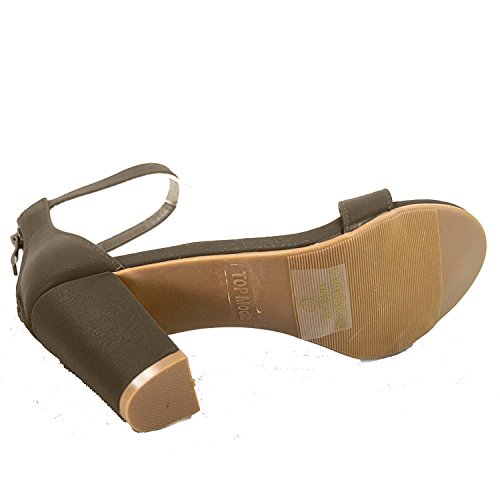 Top Moda Women's Hannah-1 Tan Single Band Chunky/Block Heel Sandal With Ankle Strap And Zipper Closure 8.5 D(M) Us #TOP4
