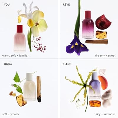 Glossier You Mini Wardrobe Fragrance Set - 4 Unisex Travel Size Eau de Parfum for Women & Men - Skin-Scent Enhancer Perfume Sampler, Smells Different on Everyone - You, Fleur, Doux, Reve - 1.5ml Each