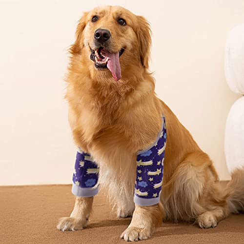 Image of ROZKITCH Dog Surgery Leg Sleeve for Front Legs, Pet Prevent Licking Wound Elbow Knee Protector, Dog Leg Sleeve to Stop Licking Cone Collar Alternative for Sprain ACL CCL Arthritis Blue 3XL