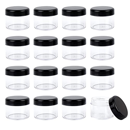 AUEAR, 20 Pack Round Pot Jars Plastic Cosmetic Containers with Lid for Liquid Creams Sample, Lotion, Ointments, Samples, Small Tiny Travel Storage Slime 20 ml/ 0.7 oz