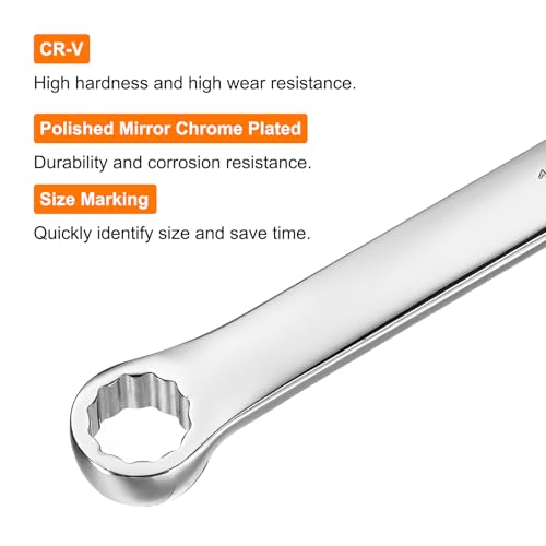 Image of HARFINGTON Double End Box Wrench 14 x 15 mm Metric 12 Point 0 Degree Offset Extra Long Double End Box Ratcheting Wrench CR-V Polished Long Spanner Tools for Repairs