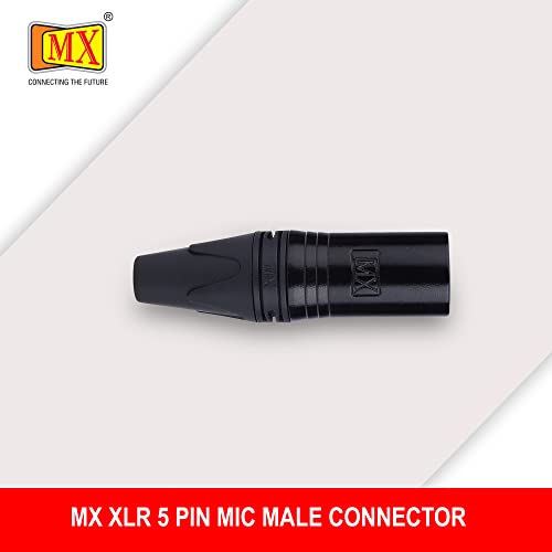 Image of MX 5 Pin Mic Male Connector XLR Mc3Mxx (Black Coating) Made of Pure Copper Nickel Plated XLR Pin for High Conductivity and Ultra-Low Noise (Metal End) Pack of 10