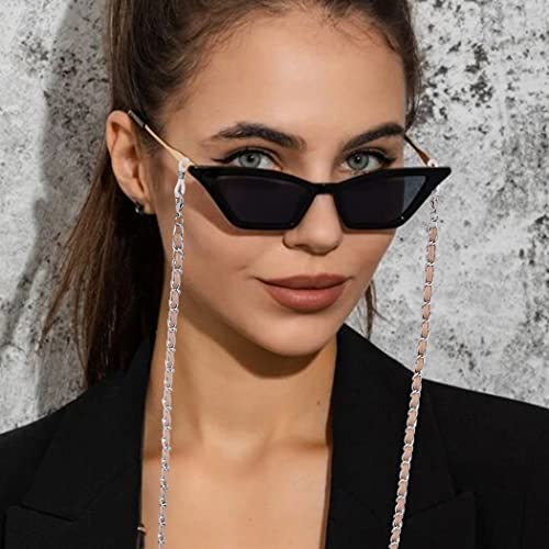 Navoky Leather Eyeglass Chain Elegant Silver Sunglass Strap Chain Retainer Braided Sports Accessories For Women And Girls #TOP3