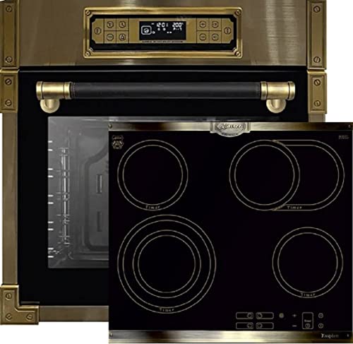 Kaiser Herdset EH 6726 AD + KCT 6385 Em, Retro Einbau Backofen 80L, Elektro Backofenset + Retro Einbau Glaskeramik Kochfeld 60 cm, High Light, Metallplatte Bronze, Dreikreiskochzone