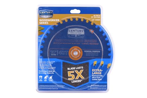 Image of Century Drill & Tool 10601 Woodworker General Purpose Saw Blade, 10 inch | .098 inch /2.50 mm kerf, 15 hook angle, cuts wood, heat-resistant coating