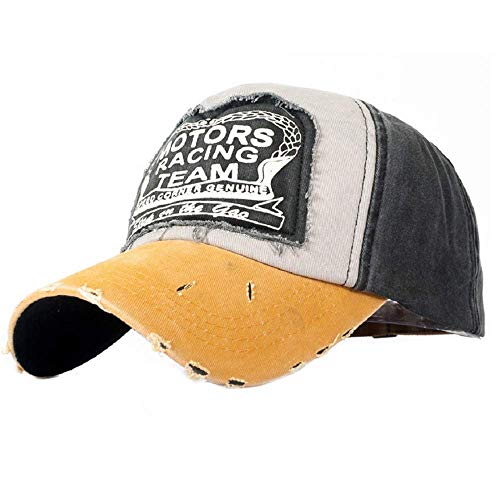 Tuopuda Casquette de Baseball Vintage Unisexe Sport Casquette Snapback Hip-Hop Snap Back Trucker Motorcycle Cap jaune/marron/vert taille unique