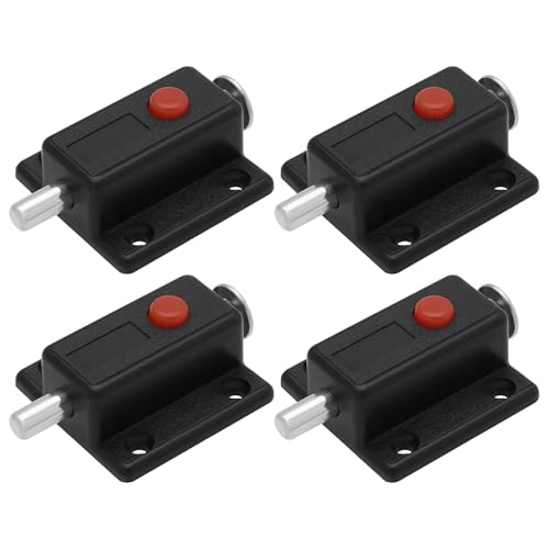 LT Easiyl 4 Pestillos Automáticos de Plástico Negro con Resorte para Puertas de Armarios Puertas de Guardarropas Cunas Y Ventanas (36 Mm X 37 Mm)