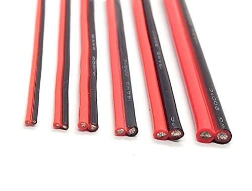 GatherTOOL Cable de Cobre de 2/5/10 Metros, 2 Pines, Cable de electrones 26 24 22 20 18 16 14 12 10 8 AWG, Goma de Silicona, lámpara LED Suave, Cable de extensión de iluminación, Negro y Rojo Cover