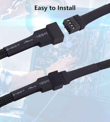 LANMINGLEL 5-Pack 1 to 2 PWM Fan Splitter Cable,12 inch 2 Way PC Fan Power Extension Cable Male to Female 4-Pin PWM Fan Splitter Cable for PWM Fan Computer ATX Case - image 4