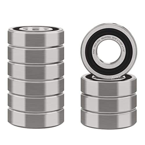 XIKE 10 Pcs 1622-2RS Bearings 9/16" x1-3/8 x7/16, Double Rubber Seals.