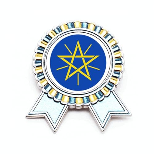 Broche Éthiopie emblème national africain en métal taille M, accessoire mode quotidien
