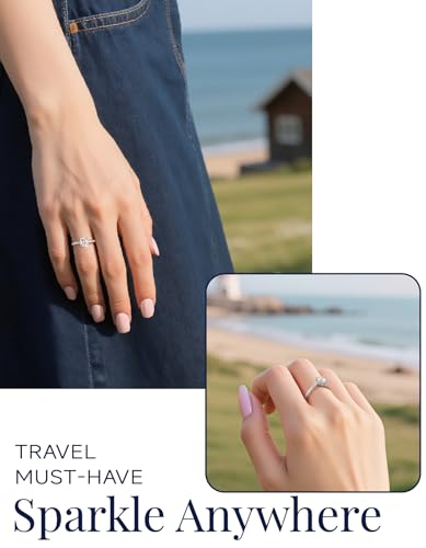 MomentWish Promise Rings for Her, 1Carat Moissanite Engagement Rings, D Color VVS1 Simulated Diamond 925 Sterling Silver Accent Rings3