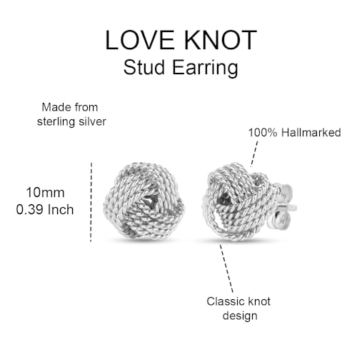 LeCalla 925 Sterling Silver Love-Knot Earring Stud Jewelry Italian Design Lightweight Twisted Love Knot Stud Earrings for Women3