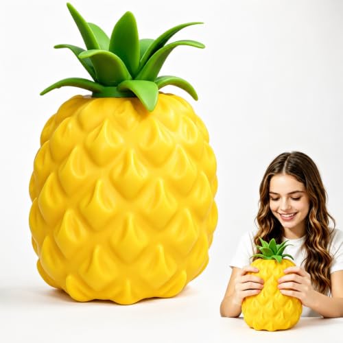 9.5in Giant Pineapple Squishy Jumbo Big Cute Realistic Pineapples Stress Ball Soft Squishys Slow Rising Stress Ball for Anxiety Stress Party Favors (Giant Pineapple)