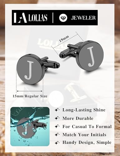 image for LOLIAS Cuff Links Mens Accessories Jewelry Classic Initial Cufflinks w