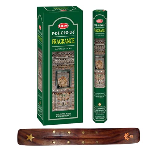 HEM Precious Fragrance Incense sticks Full box of 6 with DHS incense stick holder for Spirituality,Spa,Yoga,Meditation,Healing,Aromatherapy and Relaxation…