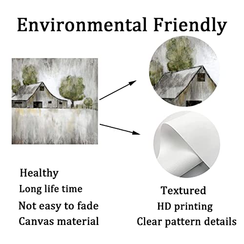 Farmhouse Canvas Wall Art Farmhouse Old Barn Rustic Old Barn Paintings Canvas Vintage Farmhouse Pictures Art Old Country House Canvas Artwork Farmhouse Barn Pictures Wall Art Decor 16X16Inch No Frame #TOP3