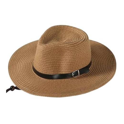 XXL Oversize Straw Sun Hat for Big Head Men Women Wide Brim Beach Summer Fedora(Light Khaki,L 60CM)