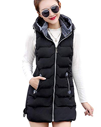 HX fashion Abrigo Chaleco Largo Chaqueta para Acolchada Mujer con Cremallera Tamaños Cómodos Chaqueta para Todos Los Días Y Al Aire Libre Abrigo De Transición Moda 2020 Ropa De Mujer