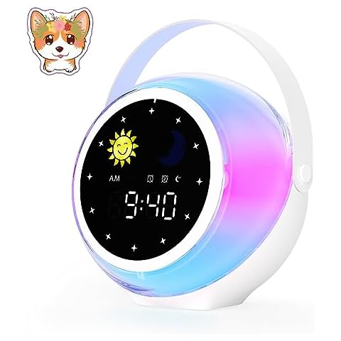 Kids Alarm Clock for Bedroom Decor, Ok to Wake Digital Clock for Toddler with Sunrise & Moon, Noise Sound Machine & Night Light for Girls/Boys, Children Sleep Trainer (Purple035) Cover