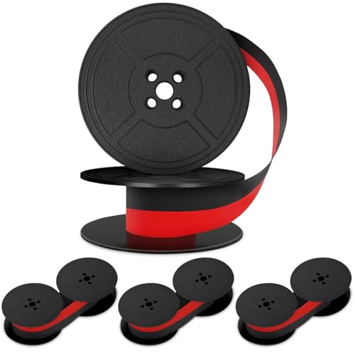 Paquete de 4 cintas para máquina de escribir roja y negra miniatura 1