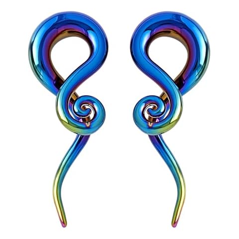 YOFANST 2pcs Glass Tapers Multi-Colors Spiral Plugs Piercing Ear Gauges Flesh Tunnel 2G 6MM Cover