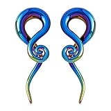 YOFANST 2 piezas de dilatadores de cristal multicolor en espiral para piercing hecho a mano 4G-1/2 pulgadas 5-12 mm, Vidrio, Sin gemas.