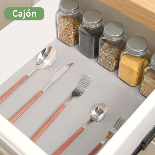 Miniatura 4 de Wohomuke Alfombrilla Para Cajón 50x600cm Protector Cajones Cocina Eva Plastico Protector Para Muebles 50cmx6m,Gris Claro