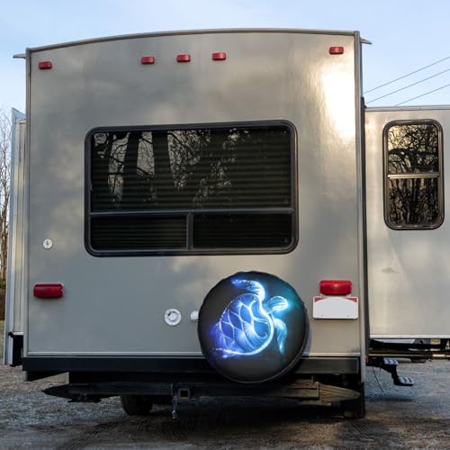 Image of Blue Sea Turtle Pattern Spare Tire Cover Dust-Proof Wheel Tire Cover Fit Trailer, RV, SUV and Many Vehicle 16 Inch