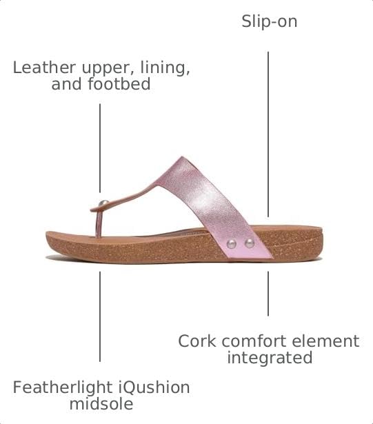 Image of FitFlop womens Iqushion Metallic-leather Toe-post Sandals
