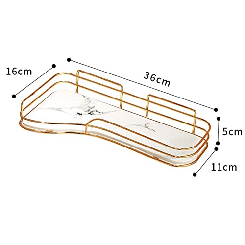 Support de shampoing pour douche sans perçage en fer et céramique doré - 4
