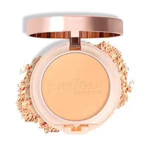 Shryoan 2 IN 1 Oil Control Compact Powder Full Coverage White Tone with Mirror Fair Skin Matte Finish Double Beige Shades with Oval Makeup Brush (SH04)