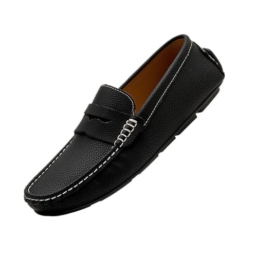 Mens Nubuck Leather Driving Comfortable Outdoor Casual Loafers Slip On Round Toe Flat Heel Flexible Shoes