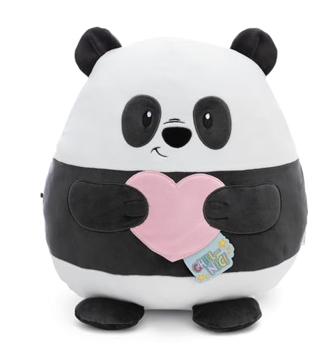NICI Kuscheltier Chill Panda mit Herz 20cm - schwarz - Stofftier aus weichem Plüsch, niedliches Plüschtier zum Kuscheln und Spielen, für Kinder & Erwachsene, tolle Geschenkidee | 61795