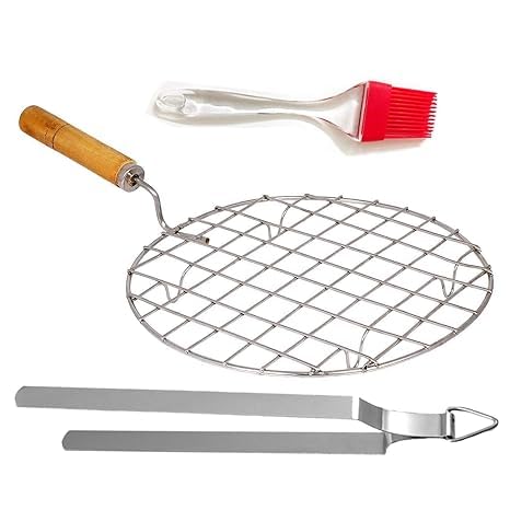 Round Papad Roaster with Roti Chimta and Silicon Butter Single Brush-(Multi-Pack of-3)-image-48