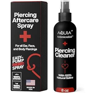 Piercing Aftercare Spray - 8oz Saline Solution for Ear, Septum, Belly Button & Body Piercings