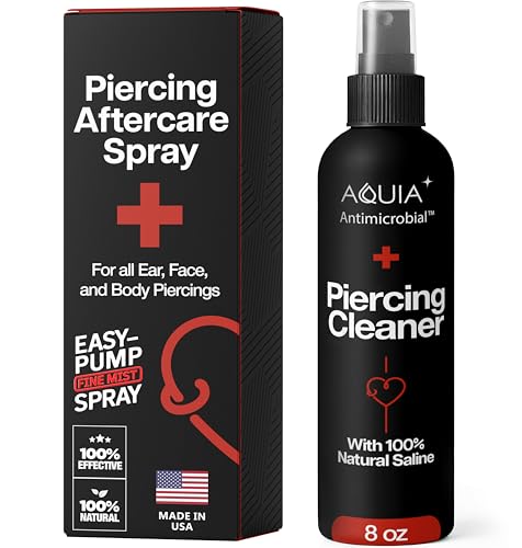 Piercing Aftercare Spray | Ear Piercing Cleaner 8oz | Saline Spray for Piercings; Saline Solution for Piercings; Aftercare of Pierced Ear Septum Belly Nose Body; Pierce Cleaner Salt Mist Solution
