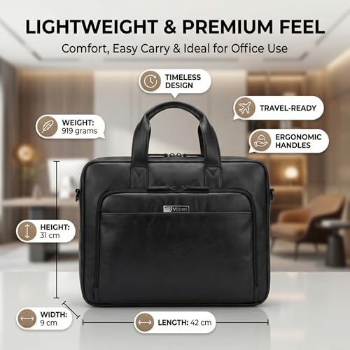 Image of VISMIINTREND Vegan Leather Laptop Bags for Men & Women, Office /Travel, Laptop Messenger /Briefcase Bag, Stylish, Fits 13 /14 /15.6 Inch Laptop, Macbook Bag | Corporate Gifts for Men