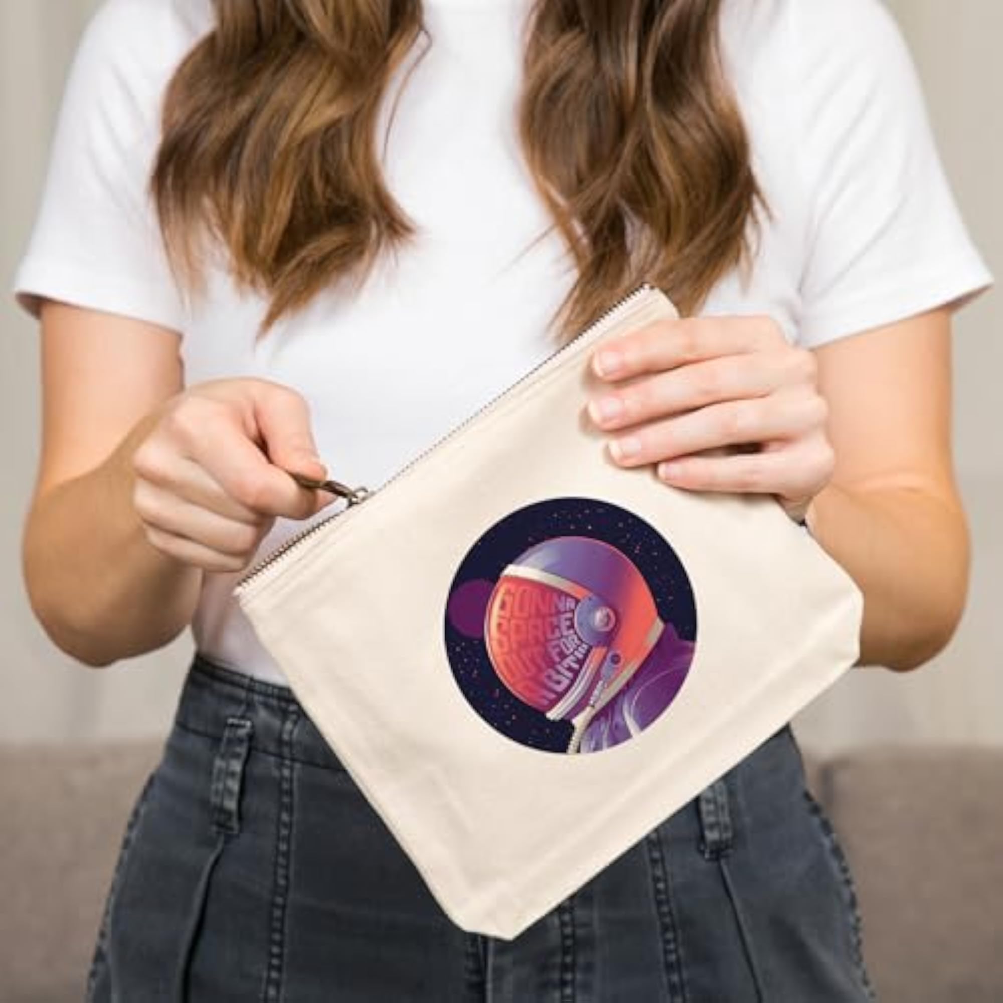 Astronaut Themed Cotton Canvas Travel Accessory Go Bag
