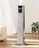 KEECOON 加湿器 大容量 13L スチーム式 加熱式 ハイブリッド式 超音波式 2025 加湿器 業務用 大型 100℃高温除菌 タワー型 水タンク 上から給水 アロマ 切れタイマー リモコン 三段階噴霧量 連続48時間 静音 省エネ 湿度設定可能 お手入れ簡単 学校 事務所 家庭用 オフェス 寝室 病院 美容院 適用 空焚き防止（シルバーブラック）