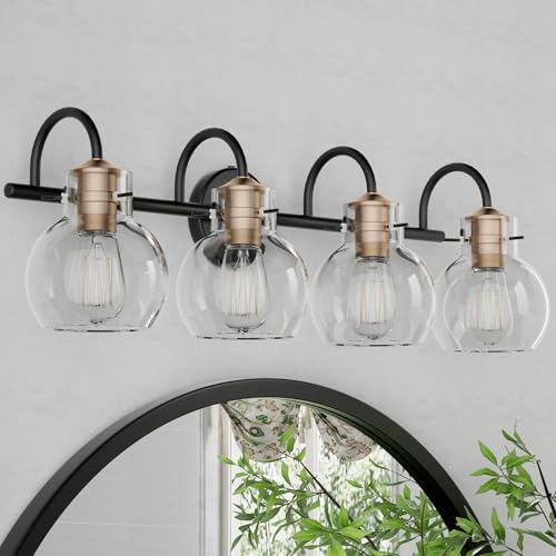 PRIMEPLUS 4 Light Bathroom Light, Black and Red Copper Bathroom