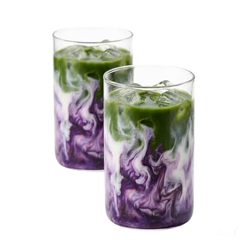 Image of PEBELLIFEWARE Aesthetic Glass Coffee Mugs (Set of 2) - Premium Borosilicate Clear Drinking Glasses Tall Minimalist 240ml for Coffee, Matcha, Smoothies - Microwave & Dishwasher Safe