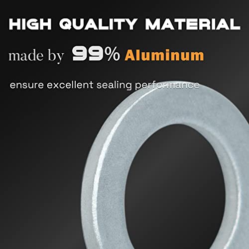 Image of 100Pcs Set of Oil Drain Plug Gasket, 5 Sizes Aluminum Oil Drain Plug Washer Crush Washer, Oil Plug Crush Washer for Oil Change, Sealing Ring by KeeRoarin (M10, M12, M14, M16, M18)