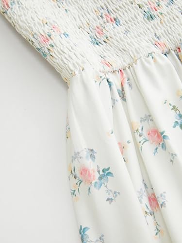 Image of CIDER Womens Floral Smocked Dresses Square Neck Long Midi Sundress