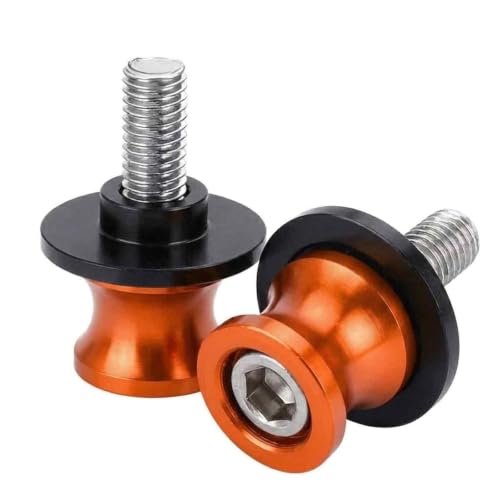 GWEOR Diabolos M8 Naranja para Moto, Soporte Basculante CNC de Aluminio (2 Piezas), Sliders de Soporte para, Tornillos Elevador de Moto