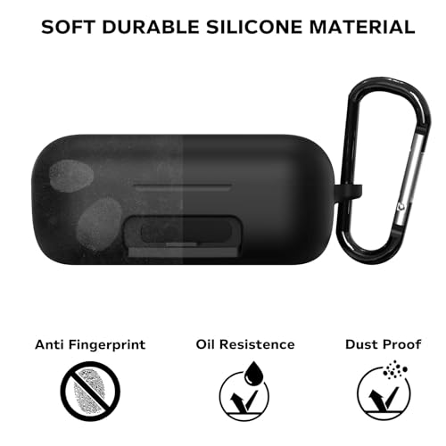 Image of Sounce Case Cover for GOBOULT Audio AirBass PowerBuds, 360 Protection, Shockproof Design, Scratch Resistant, Silicone Case with Keychain (Front LED Visible) - Black