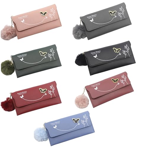 Women Long Wallet With Butterfly Flowers And Simple Loose Change | Long Leather wallet for women (Green)4