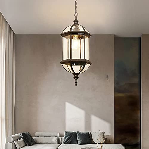 Lámpara colgante impermeable IP65 con vidrio transparente para iluminar patios exteriores
