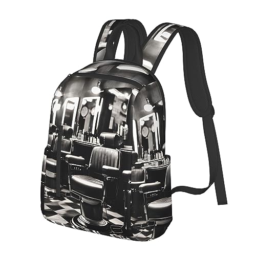 Barber Shop Monochrome Style Print Simple And Lightweight Leisure Backpack, Men'S And Women'S Fashionable Travel Backpack2